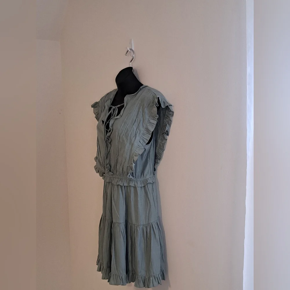 Mustard Seed Sage Lined Ruffle Mini Dress Misses Size Medium(8 - 10) - Picture 7 of 9